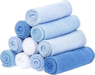Washcloth Wipes Set for Newborn Boys and Girls, Soft Terry Washcloth Set, Pack of 10, Blue