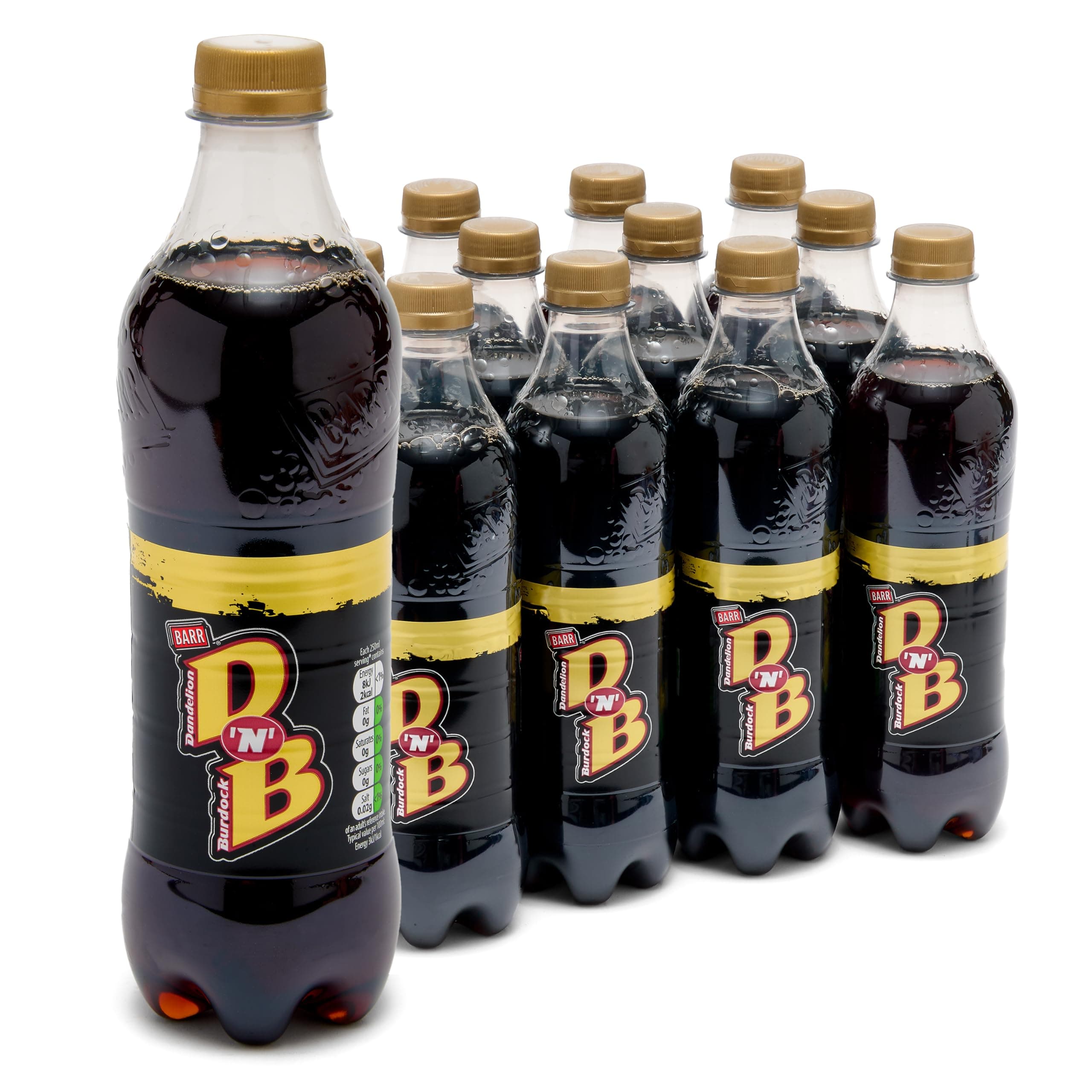 DNB - Fizzy Drinks 12 Pack x 500ml Bottles - Dandelion and Burdock Cans - Soft Drink with Zero Sugar