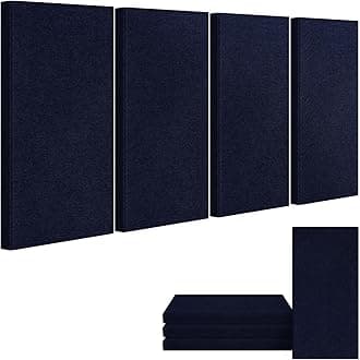 UMIACOUSTICS 4 PCS Acoustic Panels, 2“ Thick 23.6" x 11.8" Fiberglass Sound Proof Wall Panels, Self-adhesive Sound Absorbing Panels for Studios, Office, Home Theater. Navy Blue