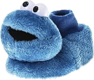 Sesame Street Cookie Monster Toddler Boys Girls Plush 3D Head Sock Top Slippers (3-4 M US Toddler, Blue)