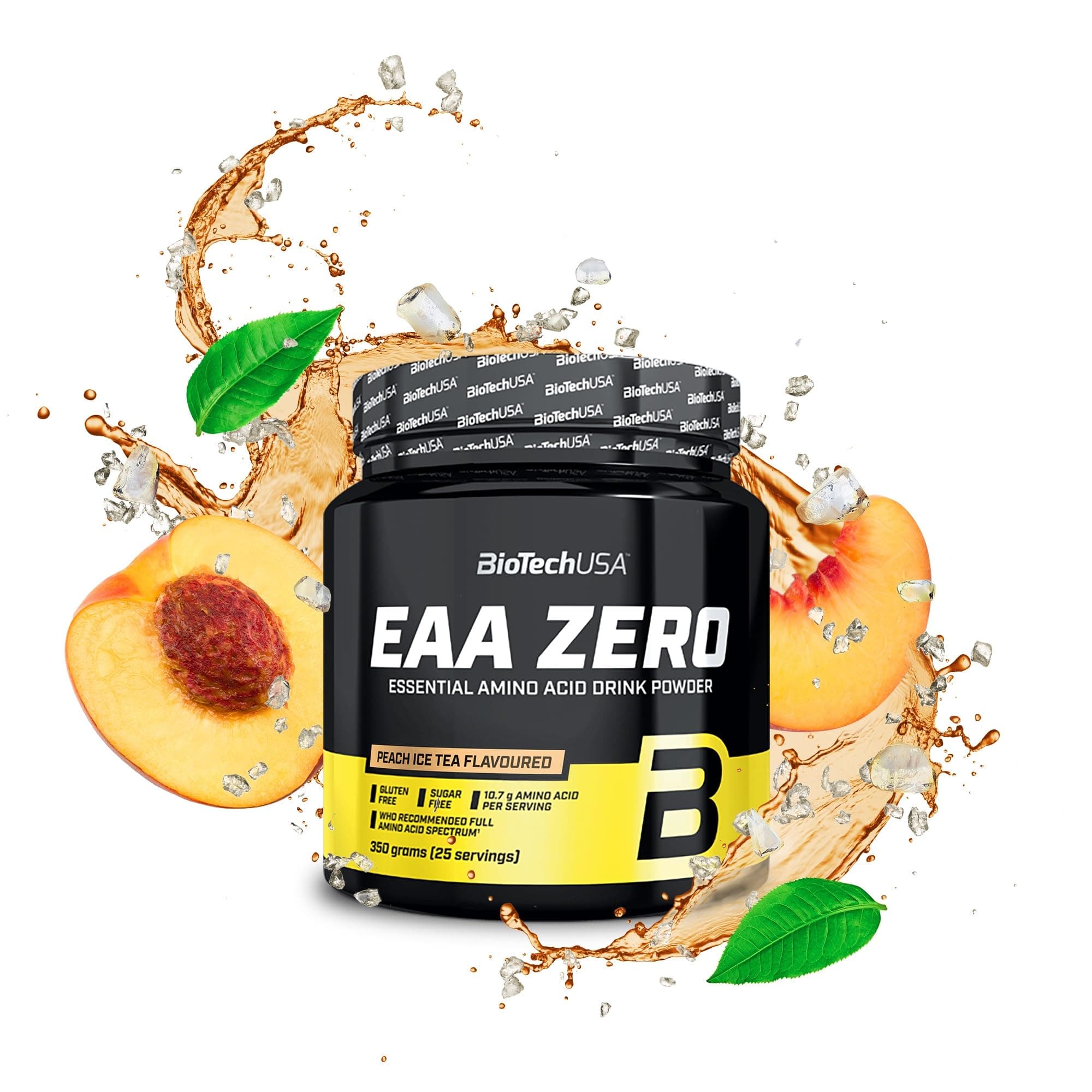 EAA Zero - Essential Amino Acid Power | 7160mg EAA/Serving | WHO Recommended Ratio | Sugar-Free, Gluten-Free, 350 g, Peach Ice Tea