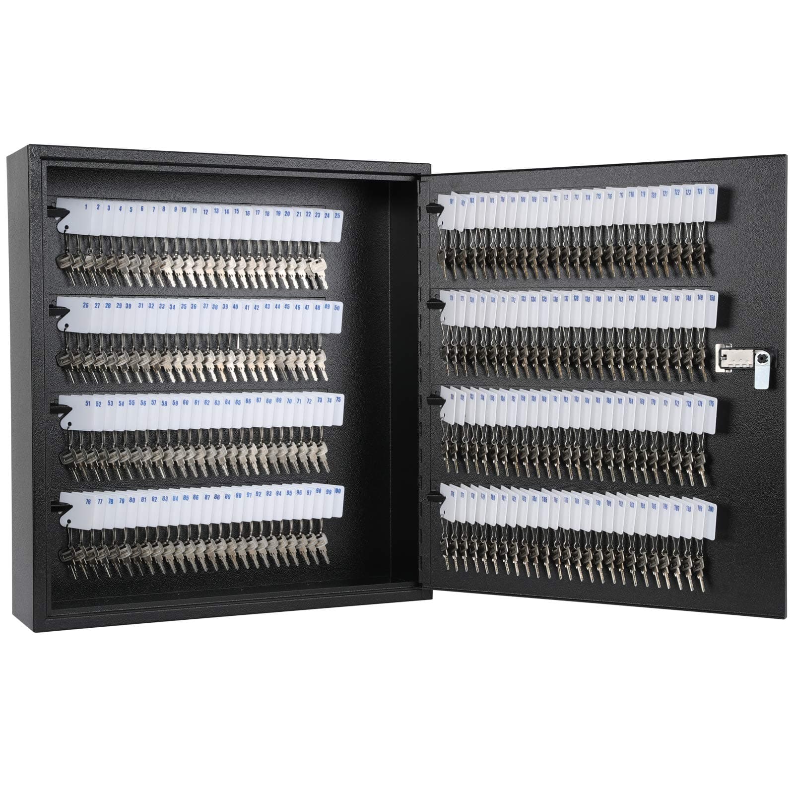 KYODOLED Key Cabinet, 200 Key Organizer with Combination Lock, Wall Mount, Black, 12.1" x 10.2" x 2.5"