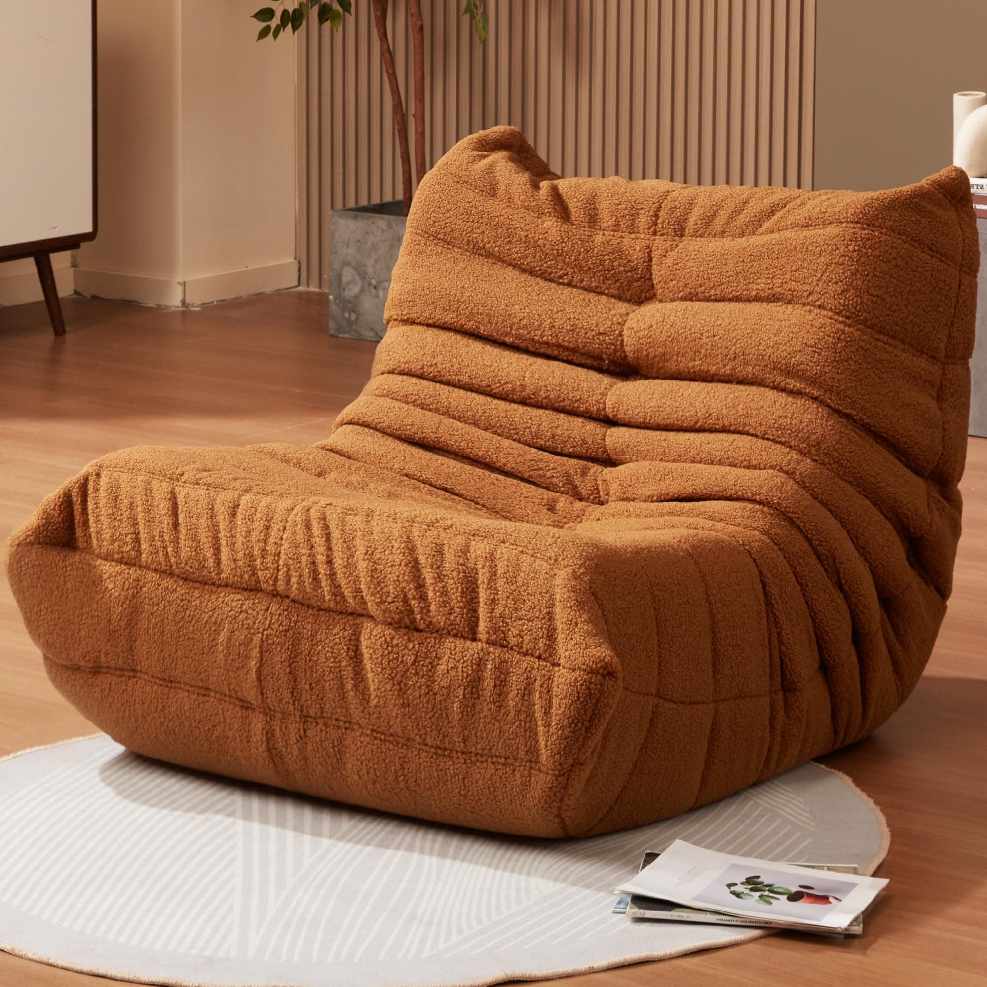 Bean Bag Chairs for Adults, Giant Bean Bag Sofa, Memory Foam Bean Bag Chair, Bean Bag Sofa Sack Faux Fur Fireside Bean Bag for Living Room Bedroom Dorm Office (Brown Teddy)
