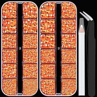 Resin Rhinestones for Crafting, 2/3/4/5/6mm Flatback Jelly Rhinestones, 2 Box Orange AB Non Hotfix Crystal Gems for Bedazzling Crafts Mugs Tumblers Clothes Makeup Nail