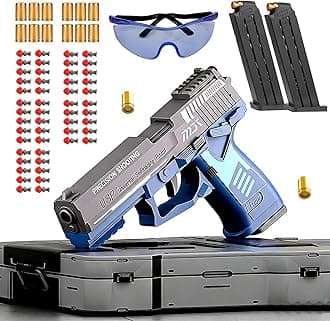 Moonmen Upgraded Foam Blaster Sets, EVA Safety Shell Ejecting Blaster with Magazine, Birthday Gift Toy for Children (Auto Loading - USP Blue)