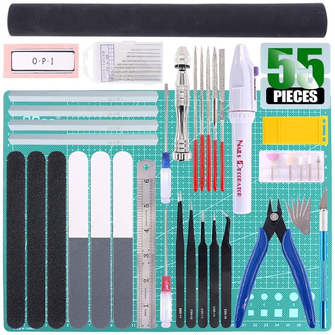 Keadic 55Pcs Professional Modeler Basic Tools Craft Set Hobby Building Tools Kit Gunpla Tools Gundam Model Kit Gundam Modeler Basic Tools Set for Gundam Car Model Building Repairing and Fixing