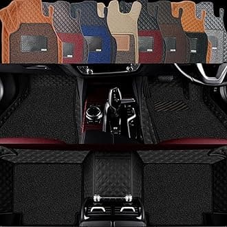Premium 7D Car Mat Full Set for Maruti Suzuki Jimny (Model: 2023-2026) || Luxury Leather Dual-Stitch Full Set 7D Car Floor Mat || 100% Waterproof || Color : Black-Black (Design-1)