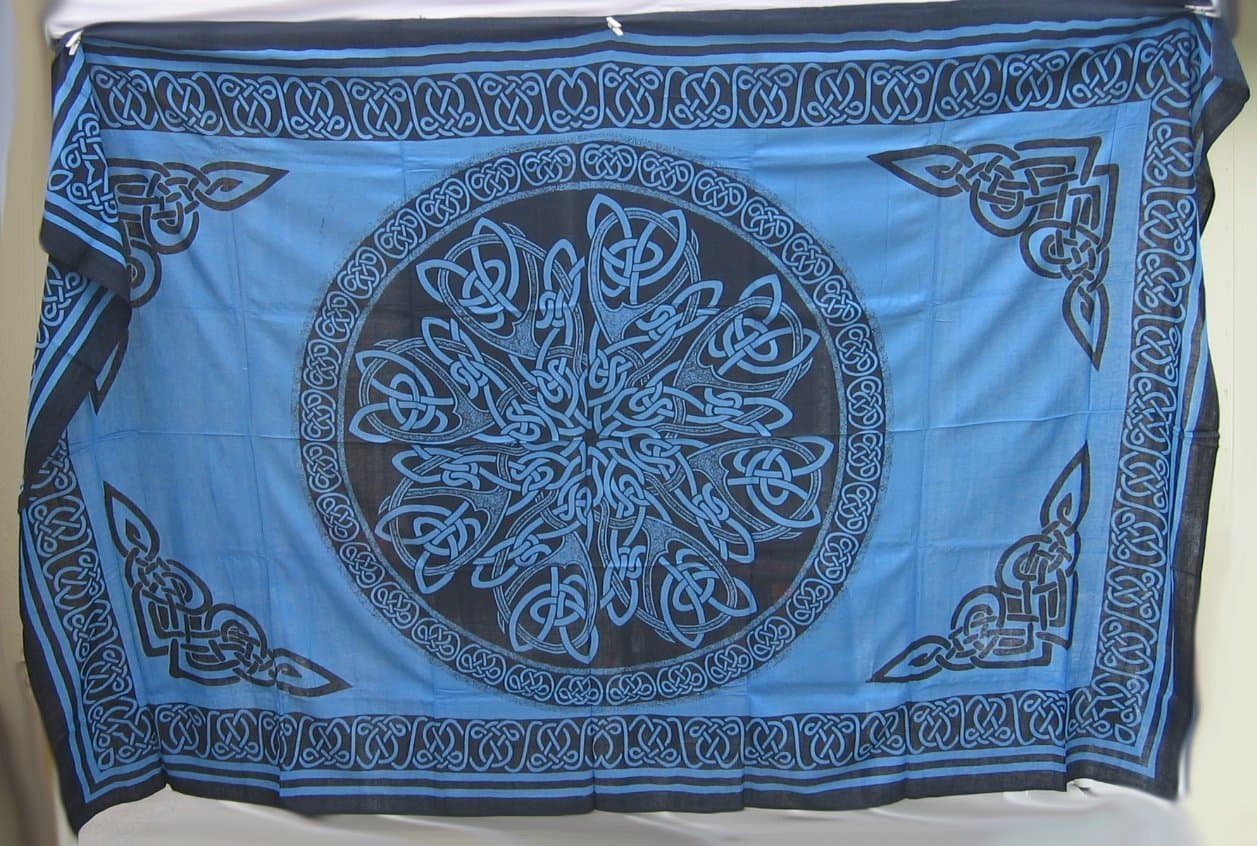 Blue Celtic Knot Mandala Tapestry Wall Hanging Bedspread