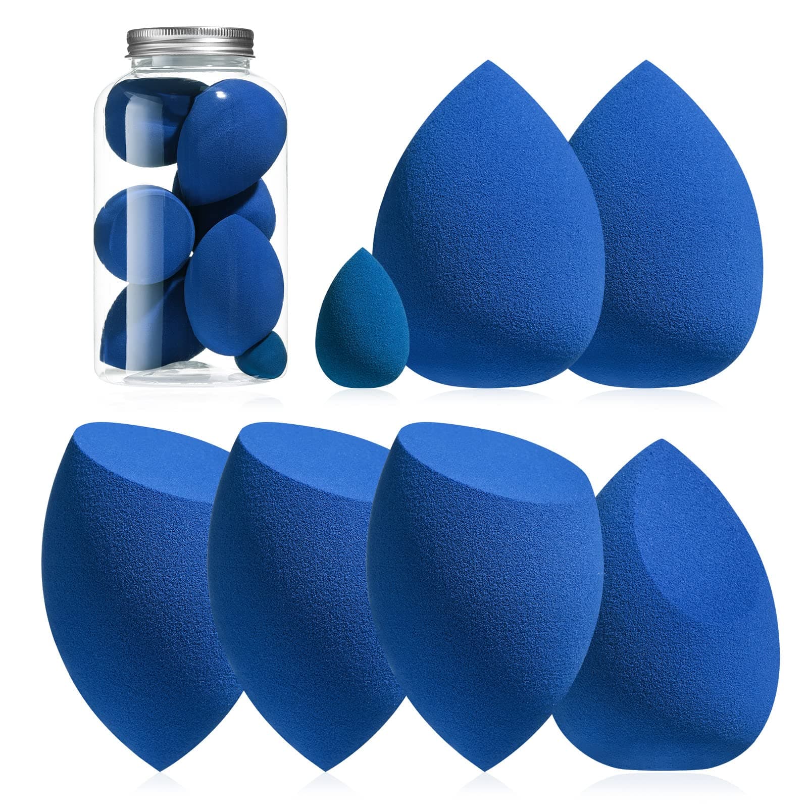 BS-MALL Makeup Sponge Set 6 Pcs blender sponge for Liquid, Cream, and Powder, Multi-colored Makeup Sponges (G-Darkblue)