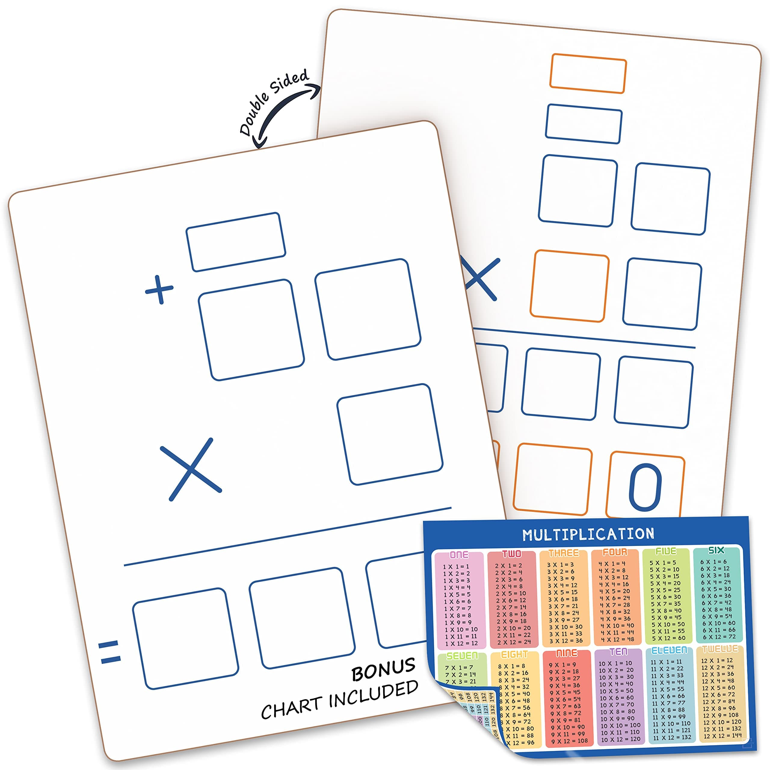 SCRIBBLEDO Dry Erase Long Multiplication Board 9"x12" Double Sided Practice Whiteboard with 2x1 & 2x2 Digit Multiplication for Home, School, Classroom, Kids, Students Math Manipulatives Lapboard