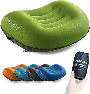 Trekology Ultralight Inflating Camping Travel Pillow - ALUFT 2.0 Compressible, Compact, Inflatable, Comfortable, Ergonomic Pillows for Neck & Lumbar Support While Camp, Backpacking