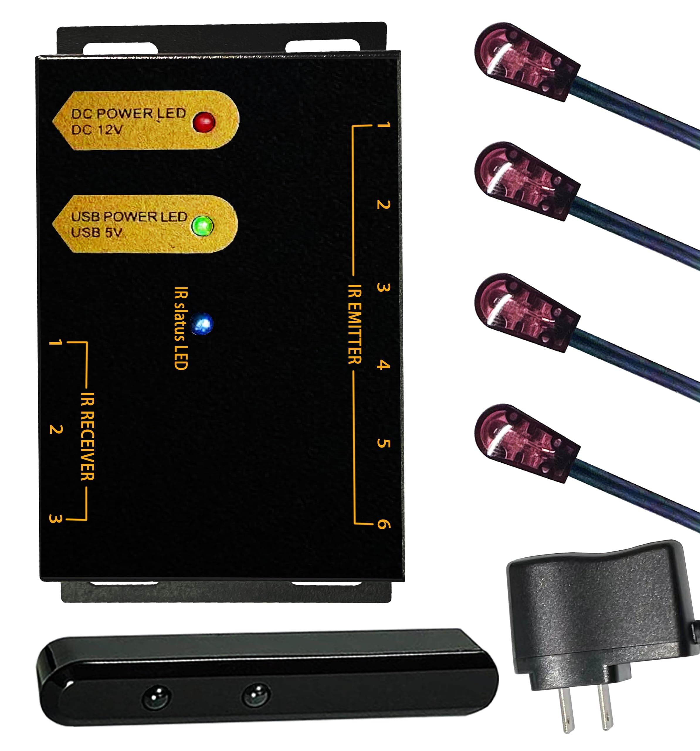 IR Repeater Kit, ir Repeater System，IR Remote Control Extender .Supports up to 100 feet， Dual Sensors Receiver