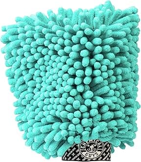 MIC513 Big Noodle Chenille Microfiber Scratch Free Supersized Car Wash Mitt for Cars, Trucks, SUVs, RVs & More, Turquoise (11" x 12")