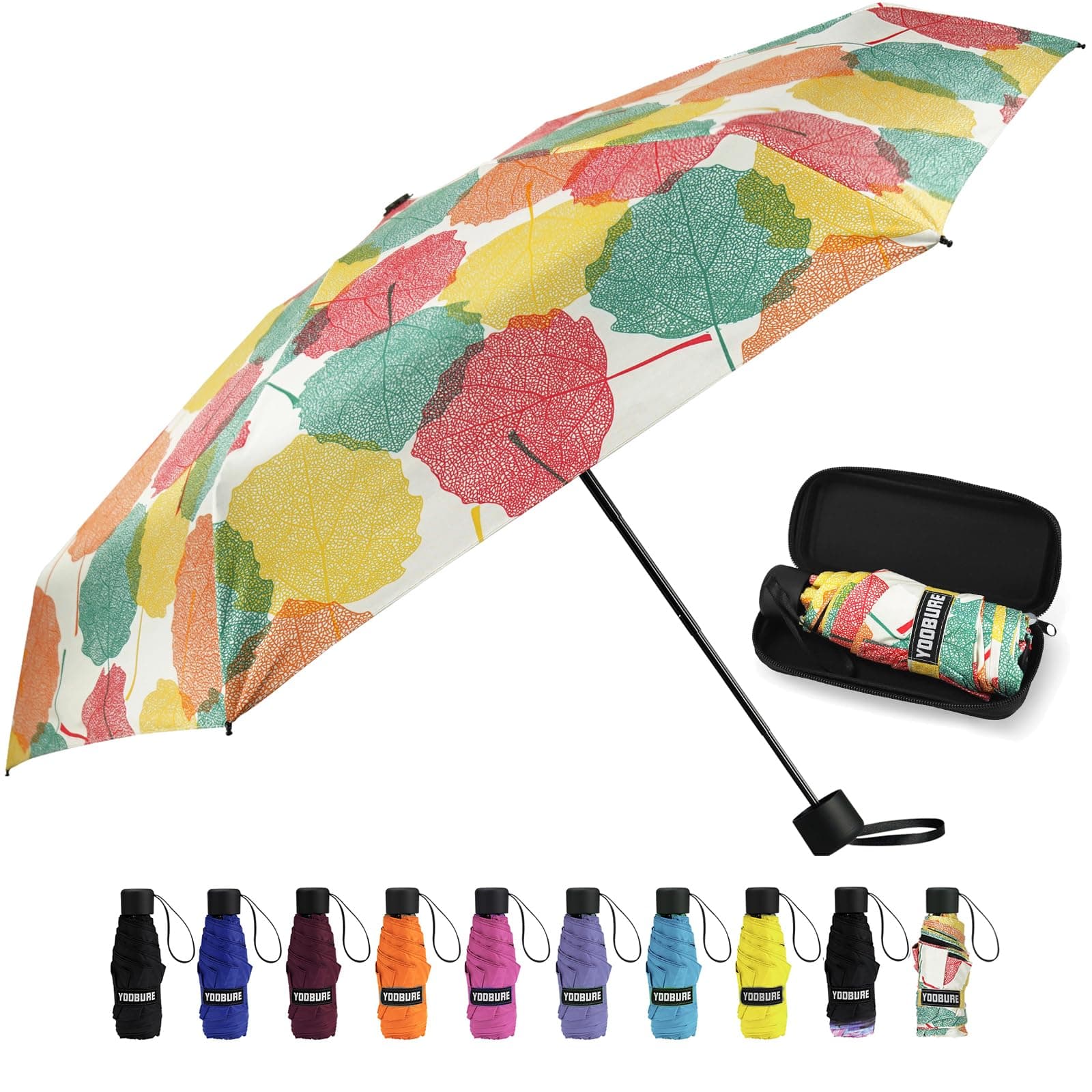 Yoobure Small Mini Umbrella with Case Light Compact Design Perfect for Travel Lightweight Portable Parasol Outdoor Sun&Rain Umbrellas