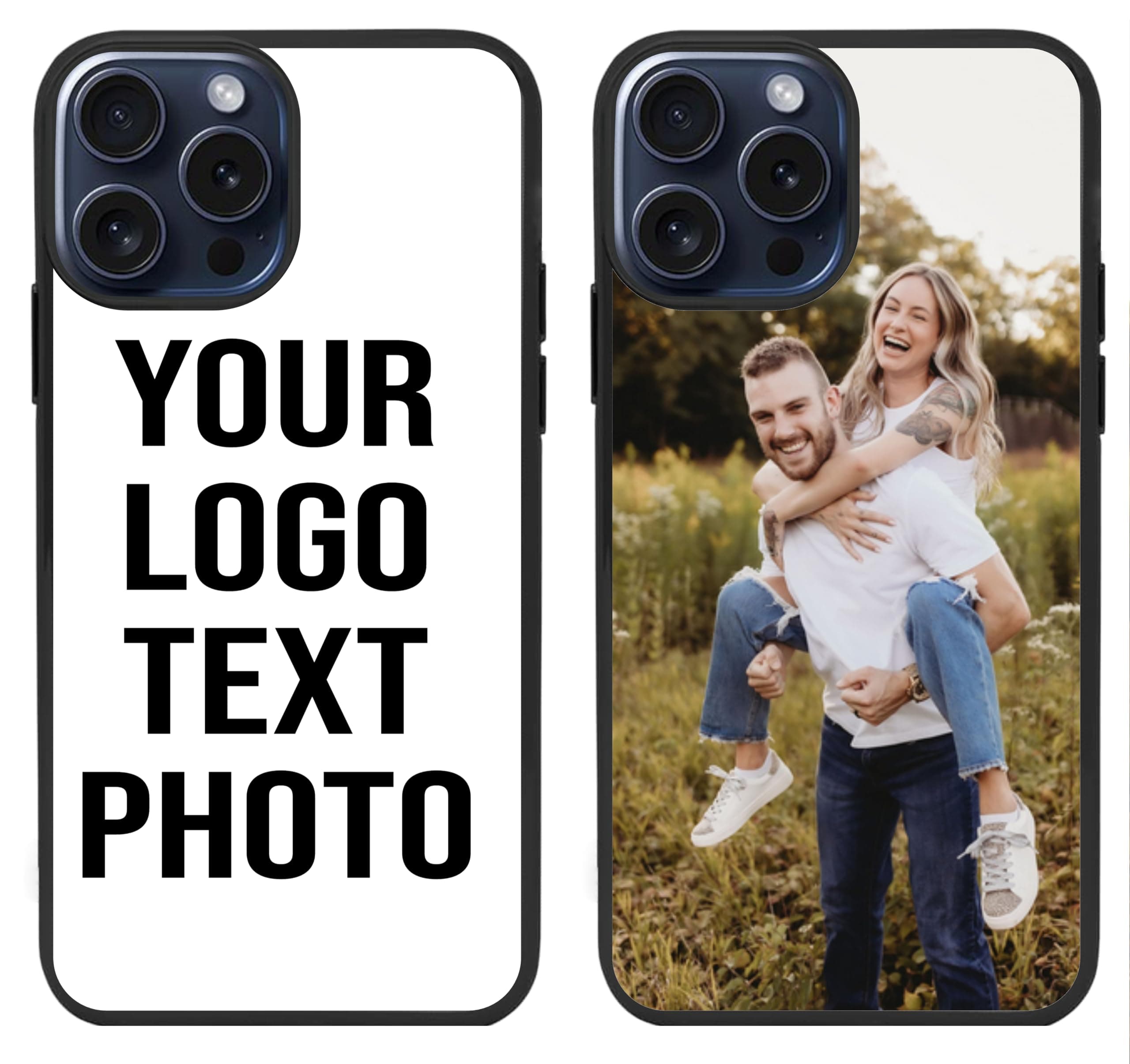 EKAM Personalised Phone Case For Apple iPhone 15 Pro Max, Personalised Image/Picture/Photo Custom Design PC + Soft TPU Rubber Phone Case for iPhone 15 Pro Max - 6.7 Inch Black