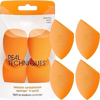 REAL TECHNIQUES Miracle Complexion Sponge (Pack Of 4), Orange, 4 Sponges