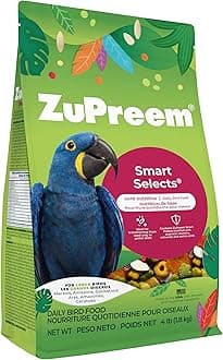 Smart Selects Bird Food, Daily Nutrition for Amazons, Cockatoos, and Macaws, Bird Feed Pellets and Seed Blend, Cockatoo Food, Macaw Diet, Made in USA, (Large, 4 lb bag)