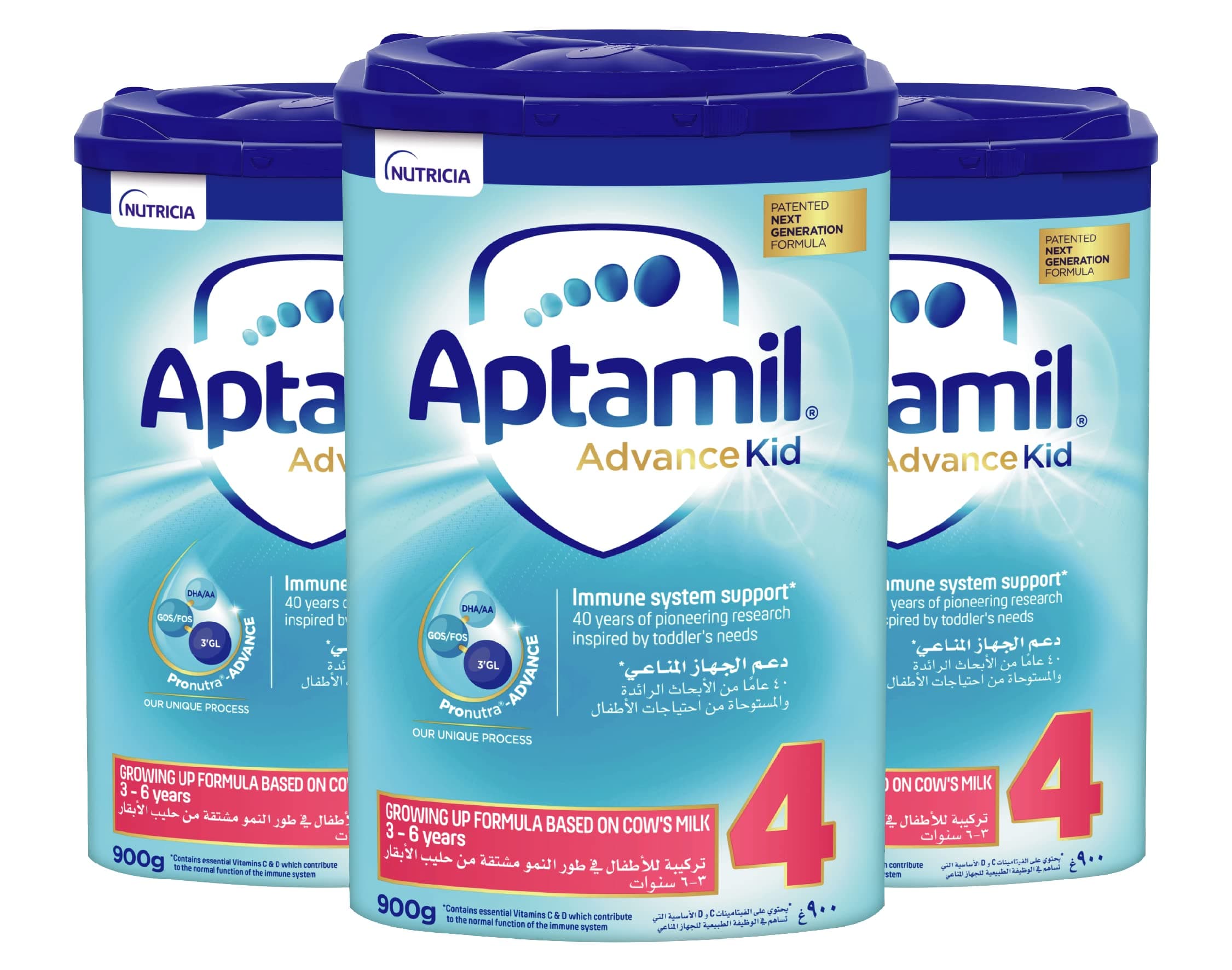 Aptamil Advance Kid 4 Next Generation Growing Up Formula Milk Powder From 3-6 Years, 900G, Pack Of 3