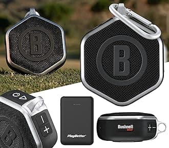 2023 Bushnell Wingman Mini (Silver/Black) - Magnetic Golf Speaker Bundle with PlayBetter Portable Charger | Bluetooth Music Speaker & Audible Distances for Golf Cart | 36,000+ Courses
