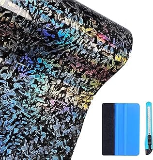 Arespark Gloss Forged Carbon Fiber Vinyl Wrap, Car Vinyl Wrap Decal Sticker Film Sheet with Air Release, Contain Installation Tool for Car Auto Morotcycle (1ft x3.5ft, Laser)