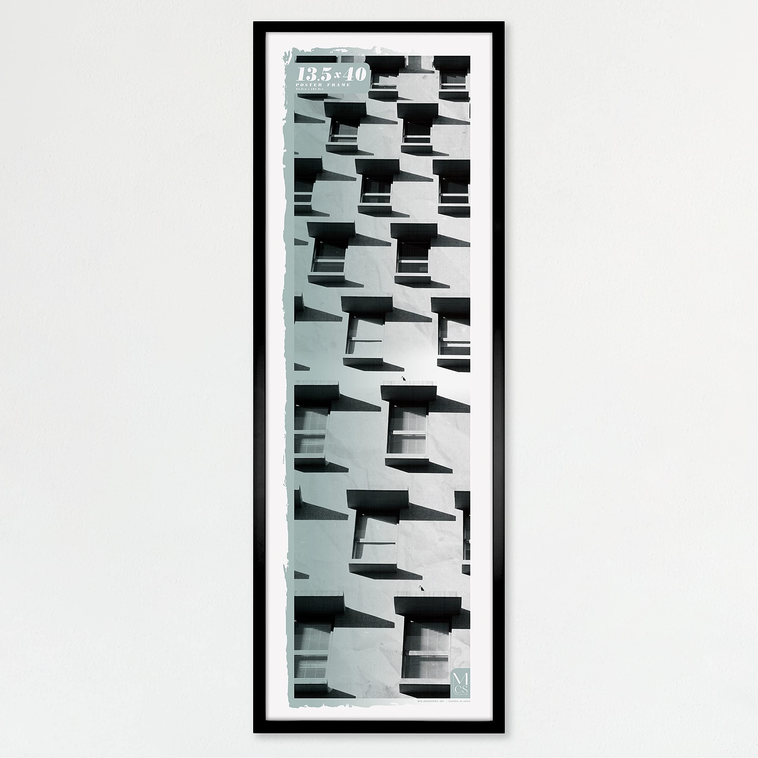 MCS Foundation 13.5x40 Poster Frame Traditional Black, Vertical & Horizontal Wall Hanging Large Picture Frame for Photos, Panoramics, Posters & Art Prints (1-Pack)