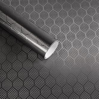 Lypumso Honeycomb Carbon Fiber Vinyl Wrap, Hex Pattern Vinyl Car Wrap with Air Release Technology, Self-Adhesive DIY Auto Exterior Interior Decor Film Sticker (Grey, 1ft x 10ft)