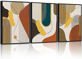 PHOPAGO Boho Abstract Framed Wall Art Modern Minimalist Luxury Gold Line Artwork Kitchen Dining Room Decor 11x14in Black Framed