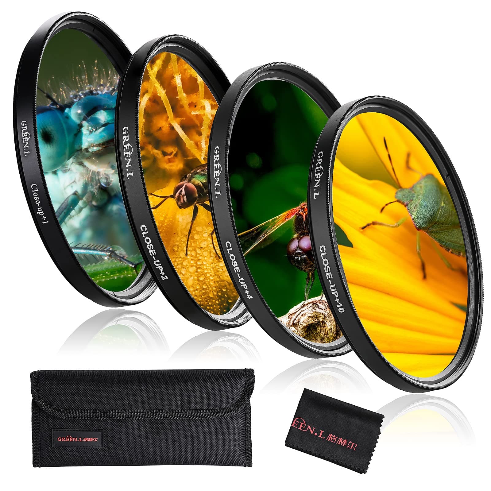 82mm Close-up Filter Set (+1,+2,+4,+10),Professional Macro Filter for Canon, Nikon, Sony, Fuji, Olympus Camera Lens