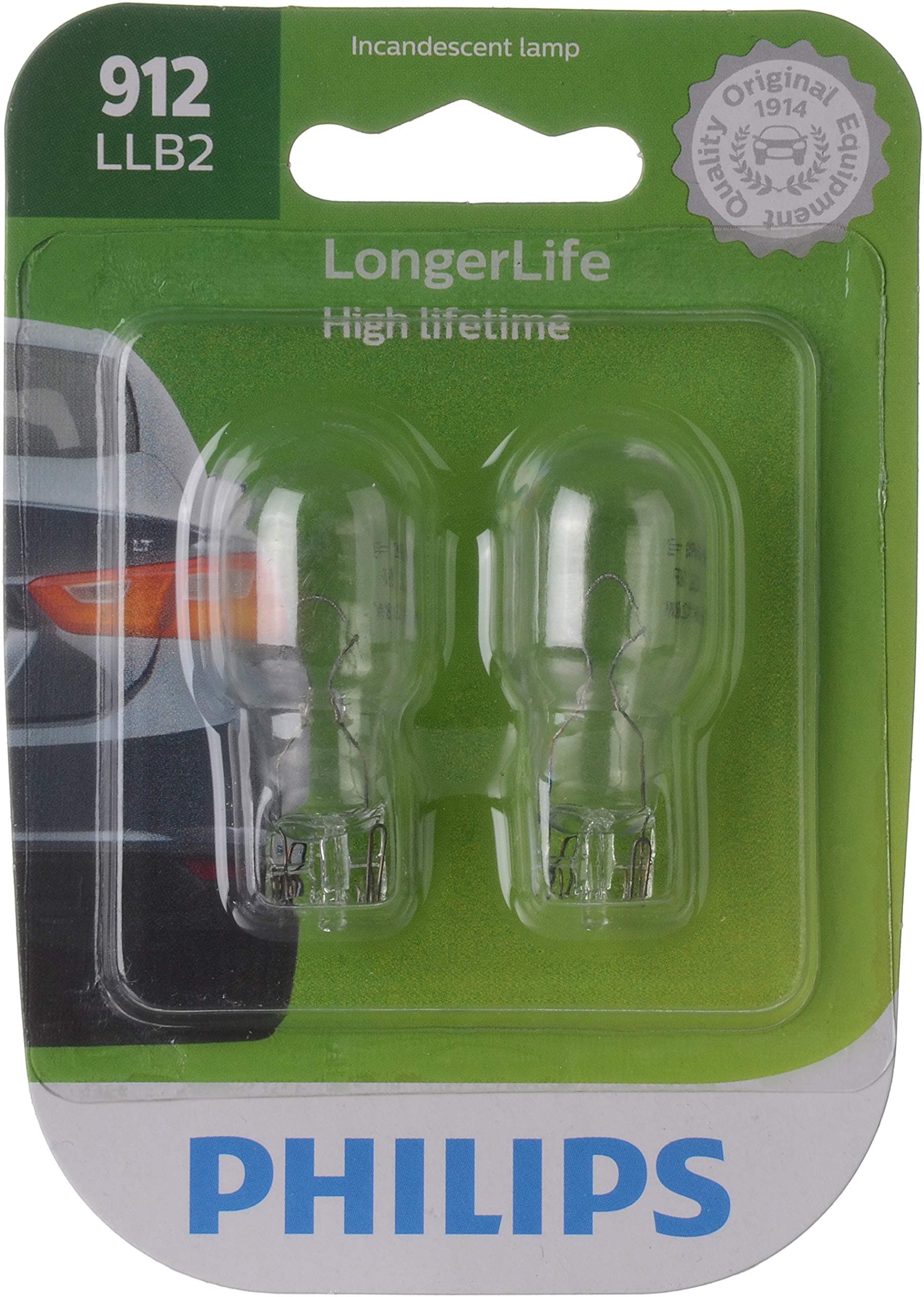Philips 912 LongerLife Miniature Bulb, 2 Pack