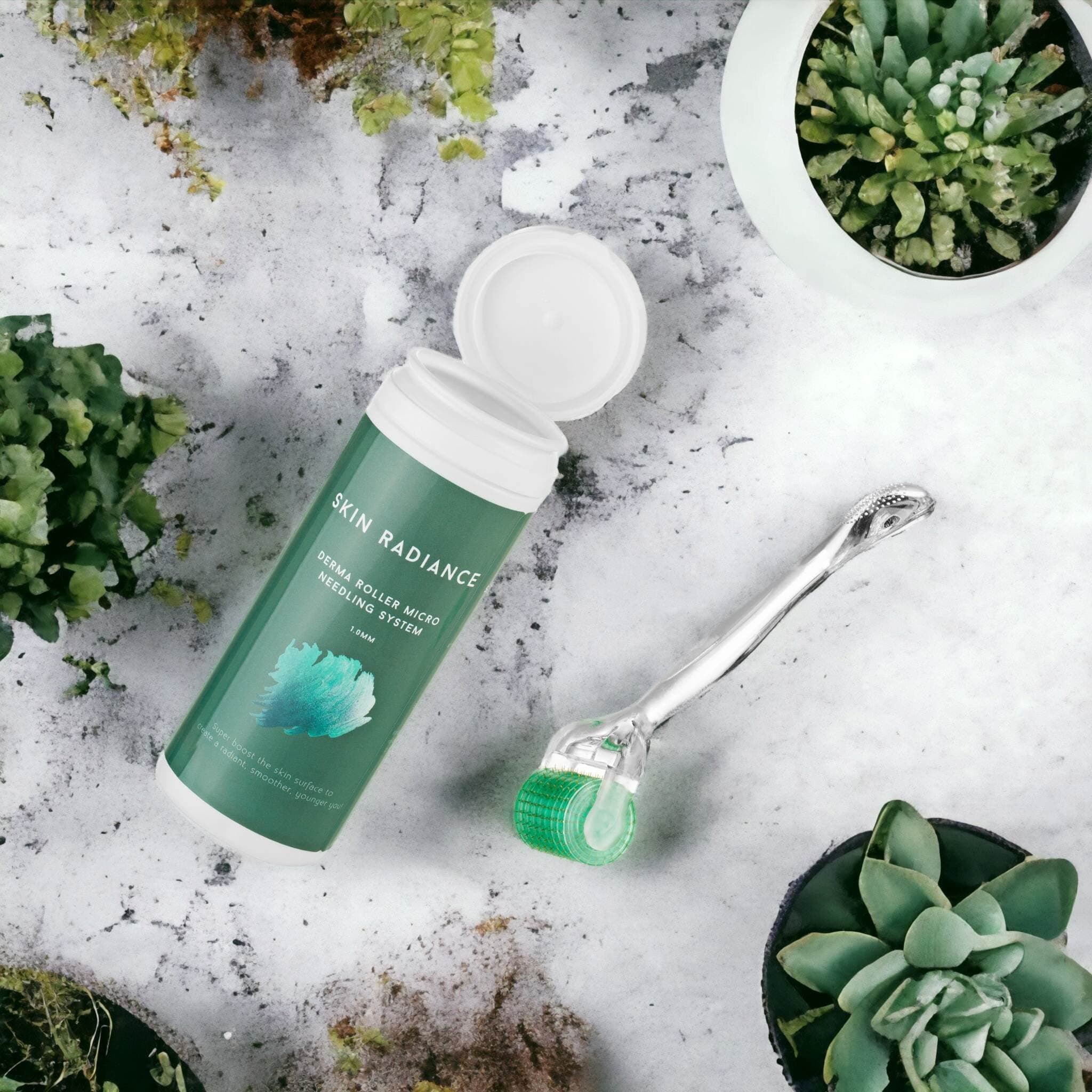 Derma Roller 1mm - Best Microneedling Roller for Skin, Derma roller for Hair Growth with Amazing Results. Full Dermaroller Instructions Included