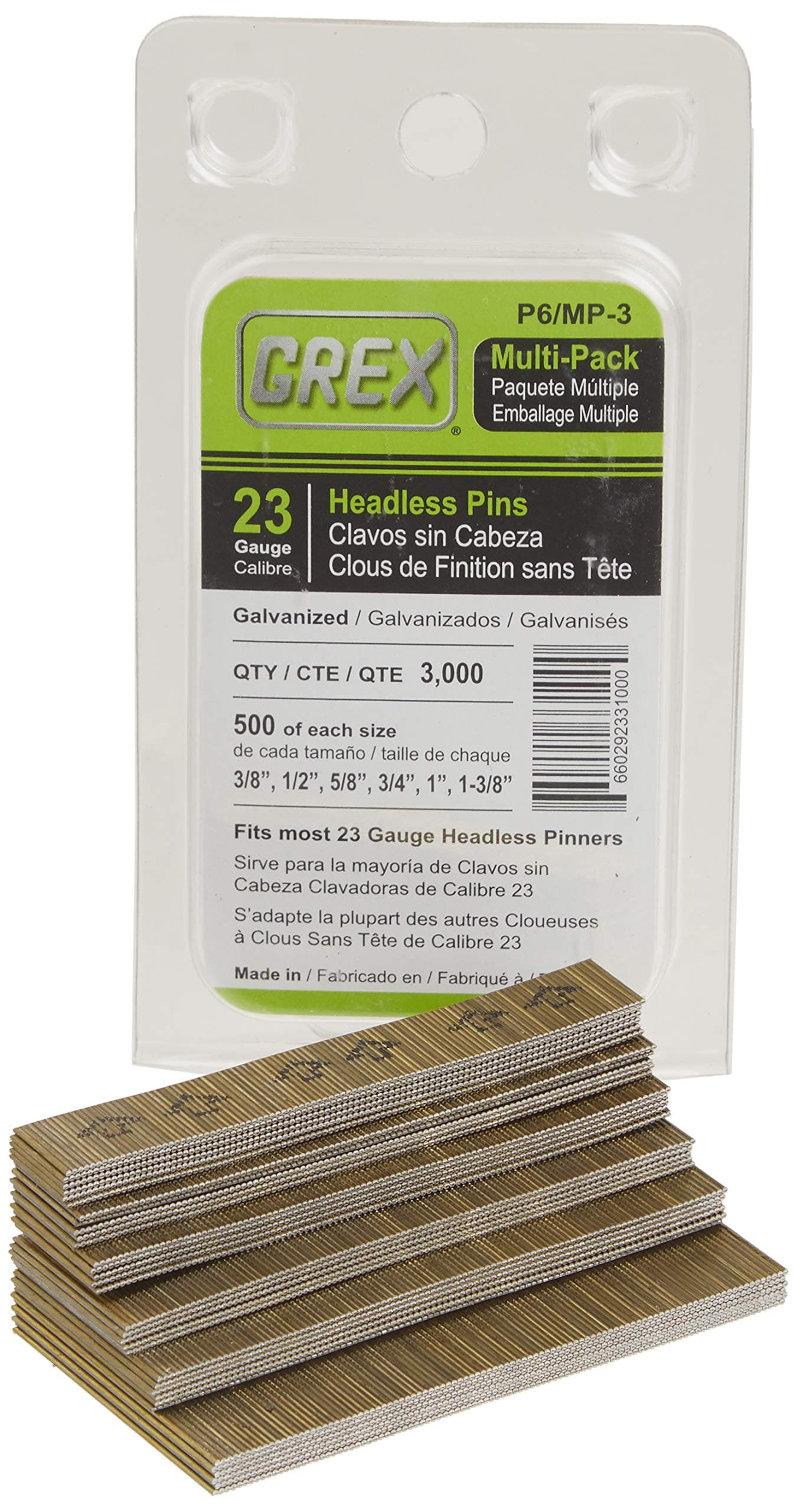 Grex P6/Mp-3 23 Gauge Multi-Pack Headless Pins (3,000 Per Box) by Grex Power Tools