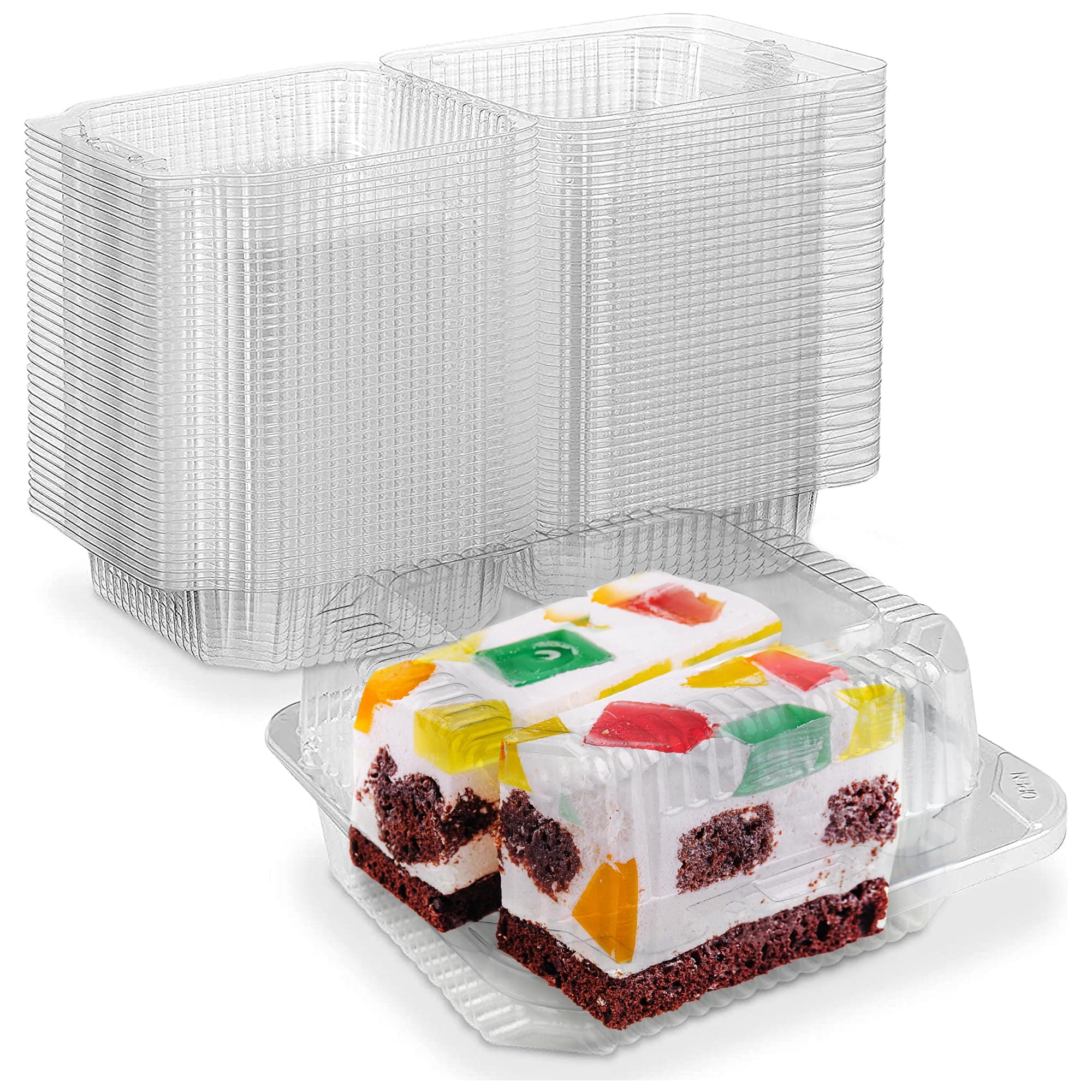 MT Products Cake Slice Container ‎- Square Plastic Containers To Go