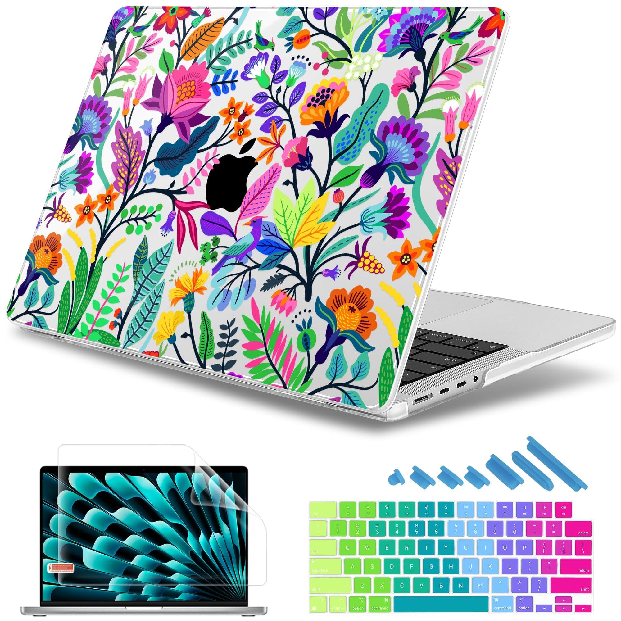 for 2026 MacBook Pro 14-inch M5 M4 M3 M2 M1 Pro/Max Chip, Release 2026 2025-2021, Model A3427 A3426 A3434 A3112 A3401 A3185, Plastic Hard Shell with Keyboard Cover, Bright Colorful Flowers