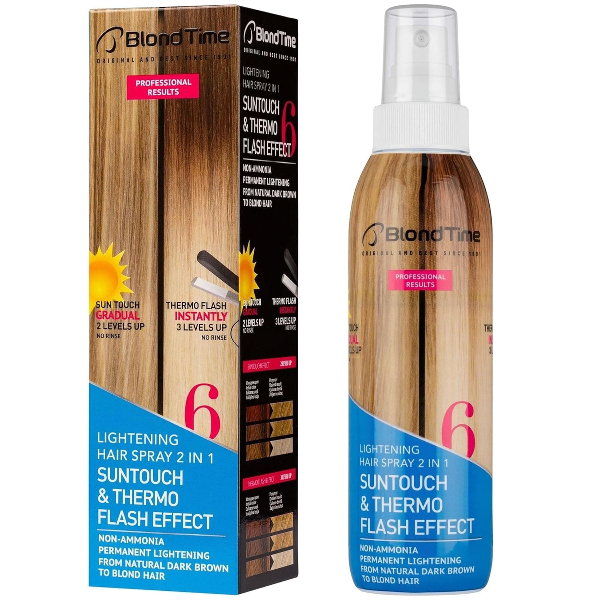 Suntouched Hair Lightener Spray with Thermo Flash Effect - 2-in-1 Hair Lightening Spray for Dark Hair - 200 ml