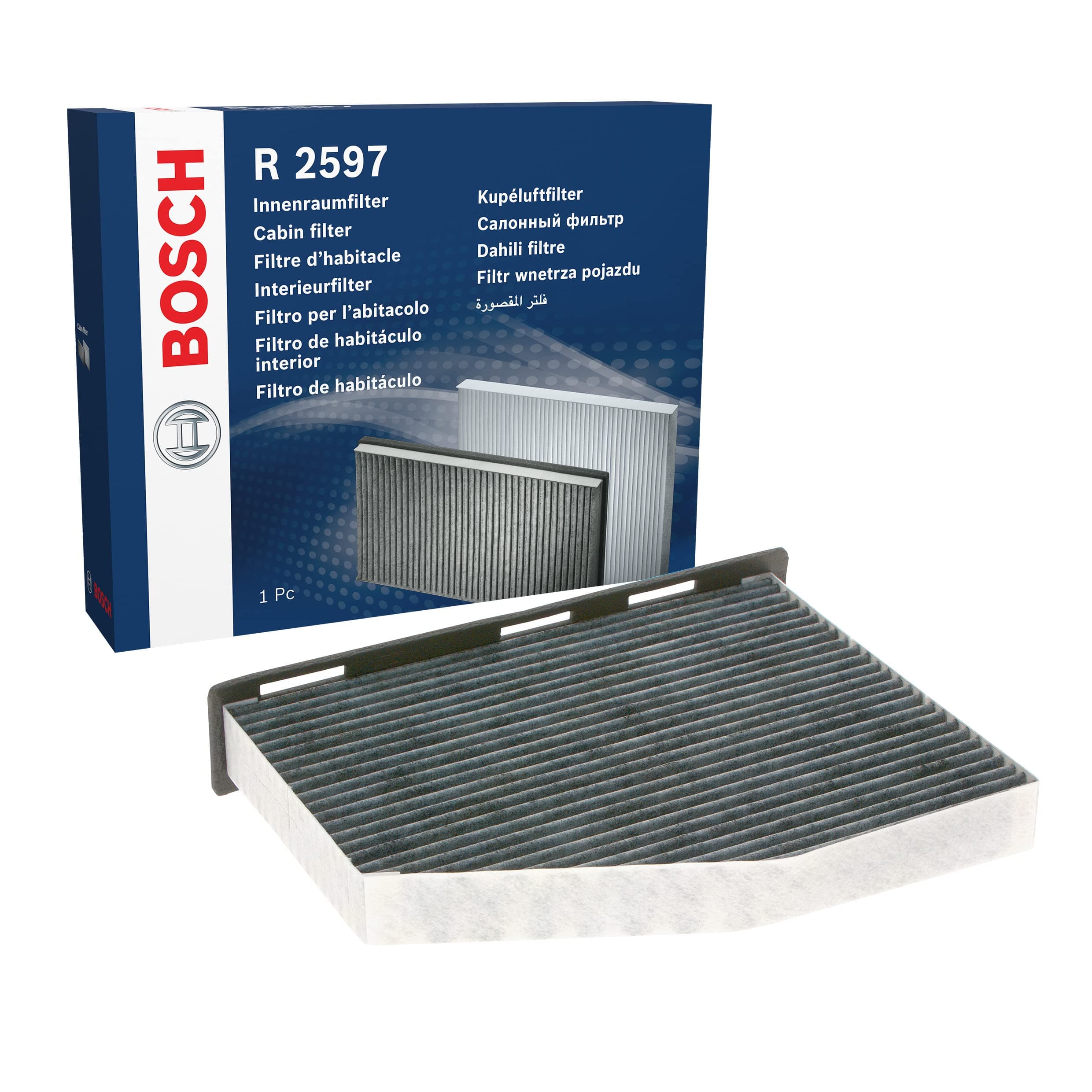 R2597 Activated Carbon Cabin Filter, Replacement Filter - Against Unpleasant Smells, Pollen and Dust for Cleaner Air Inside the Vehicle