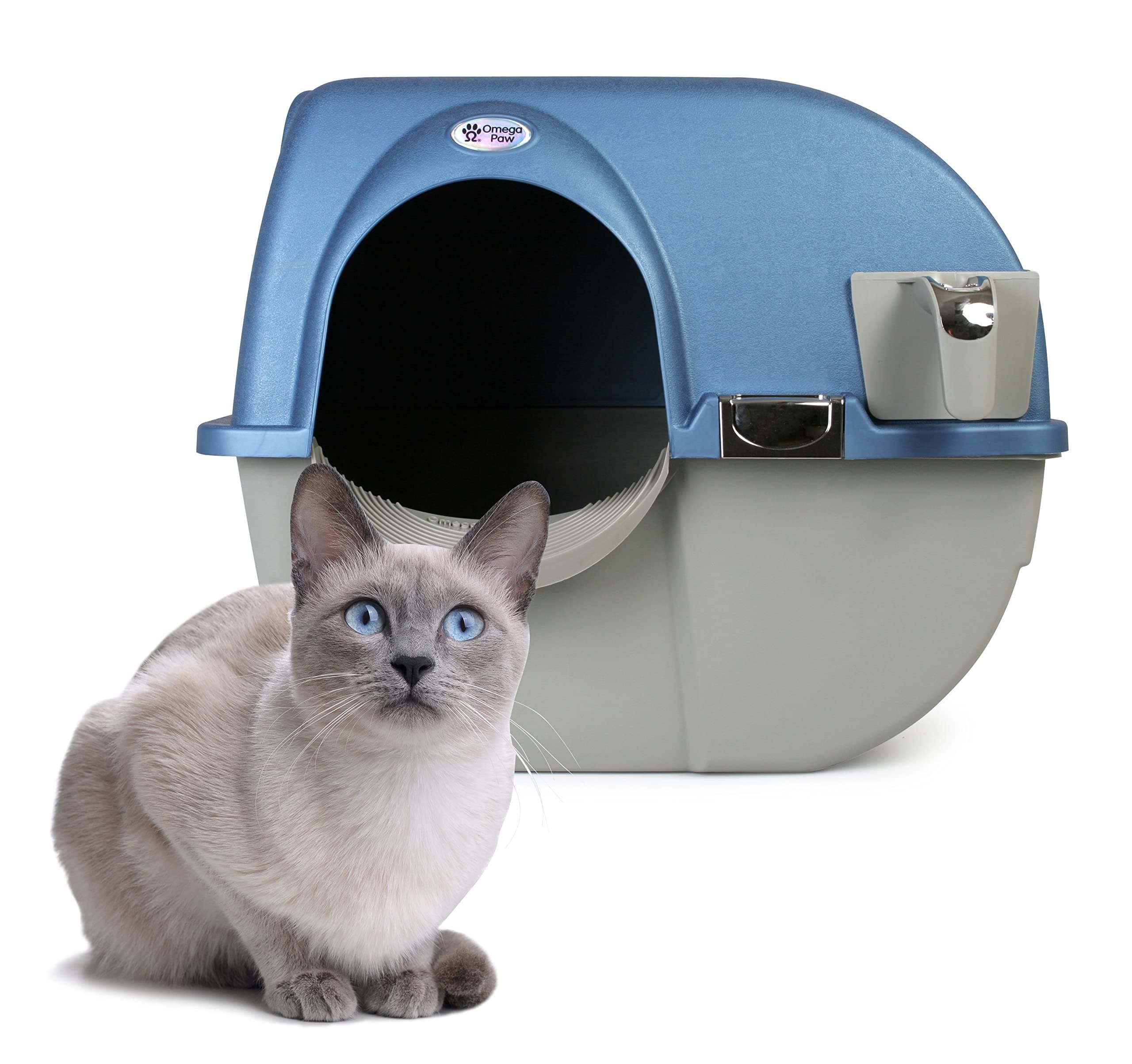 Omega Paw Premium Roll 'n Clean Litter Box Large,Cat, Peral Blue (PR-RA20-1)