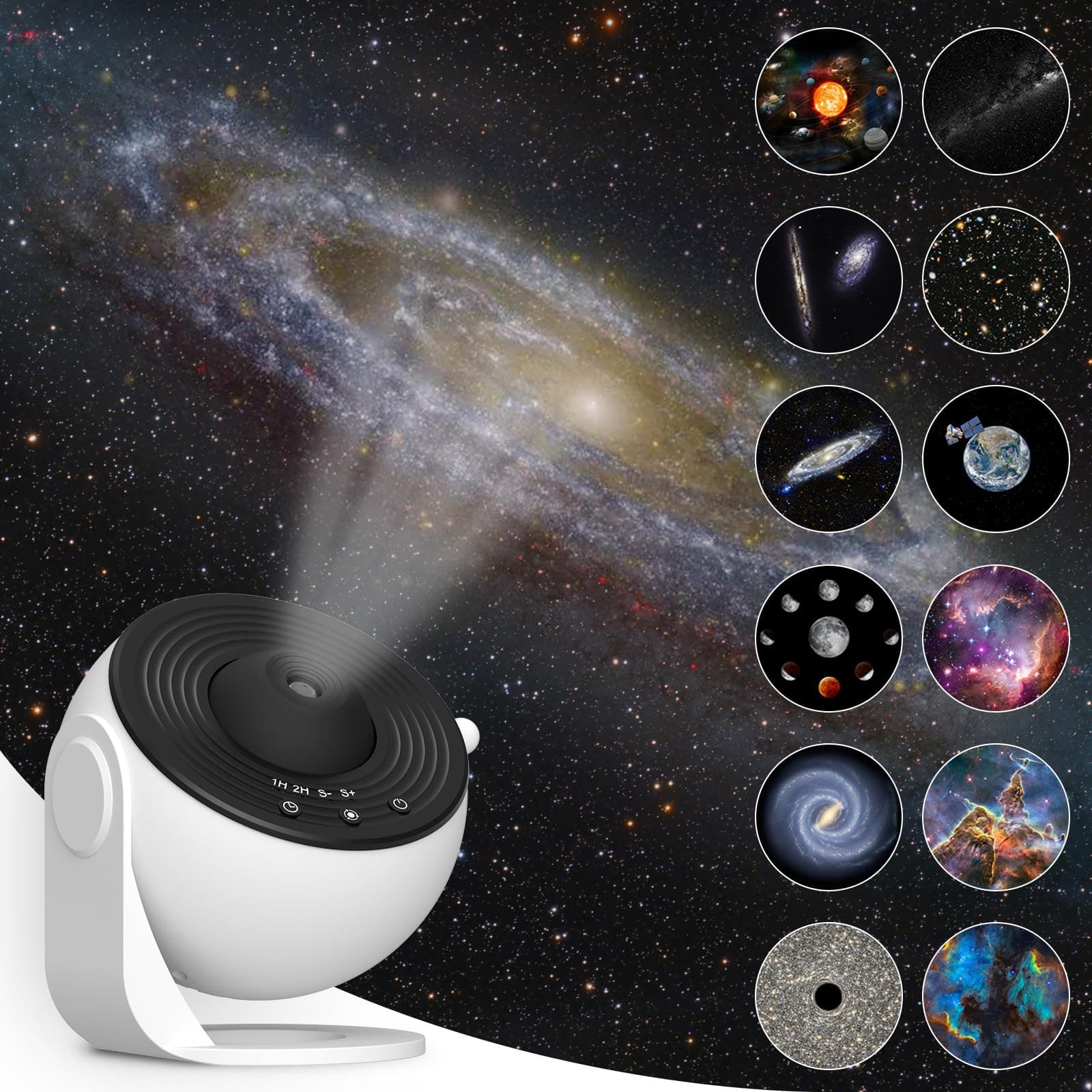 13 in 1 Galaxy Projector, HD Star Projector Galaxy Light with Solar System Moon for Bedroom, 360° Rotating Nebula Projector for Kids Adults, Realistic Starry Sky Night Light for Room Decor