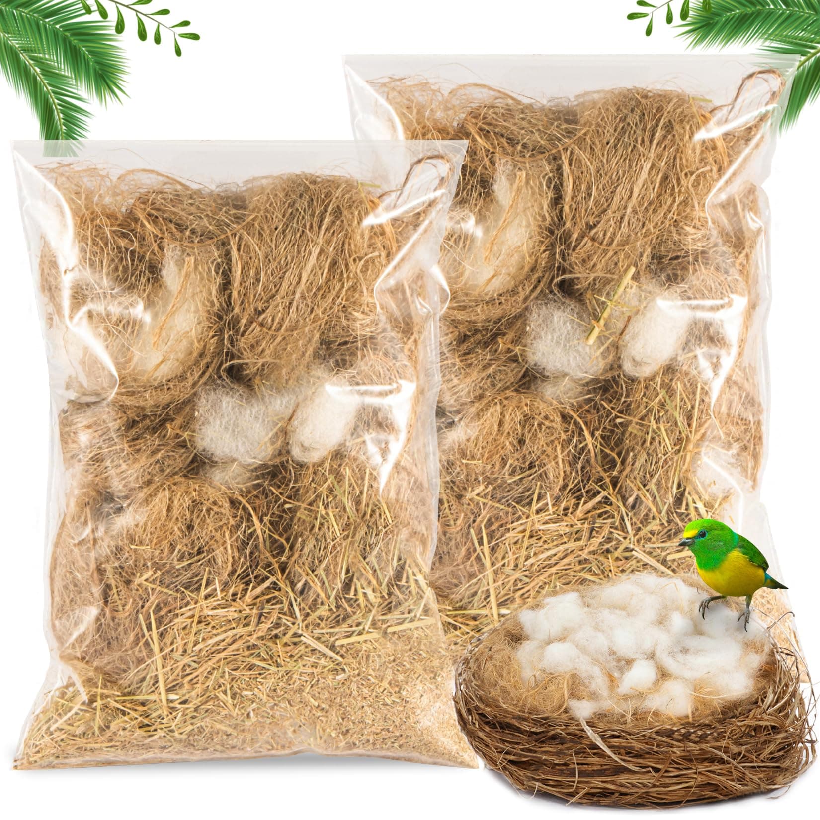 Sukh Bird Nesting Material - Bird Nests Bedding Hummingbird Nesting Material Mixing Canary Nesting Material Finch Nesting Material Parakeet Nesting Materials for Cage,Gardens,Tree Trunks (2)