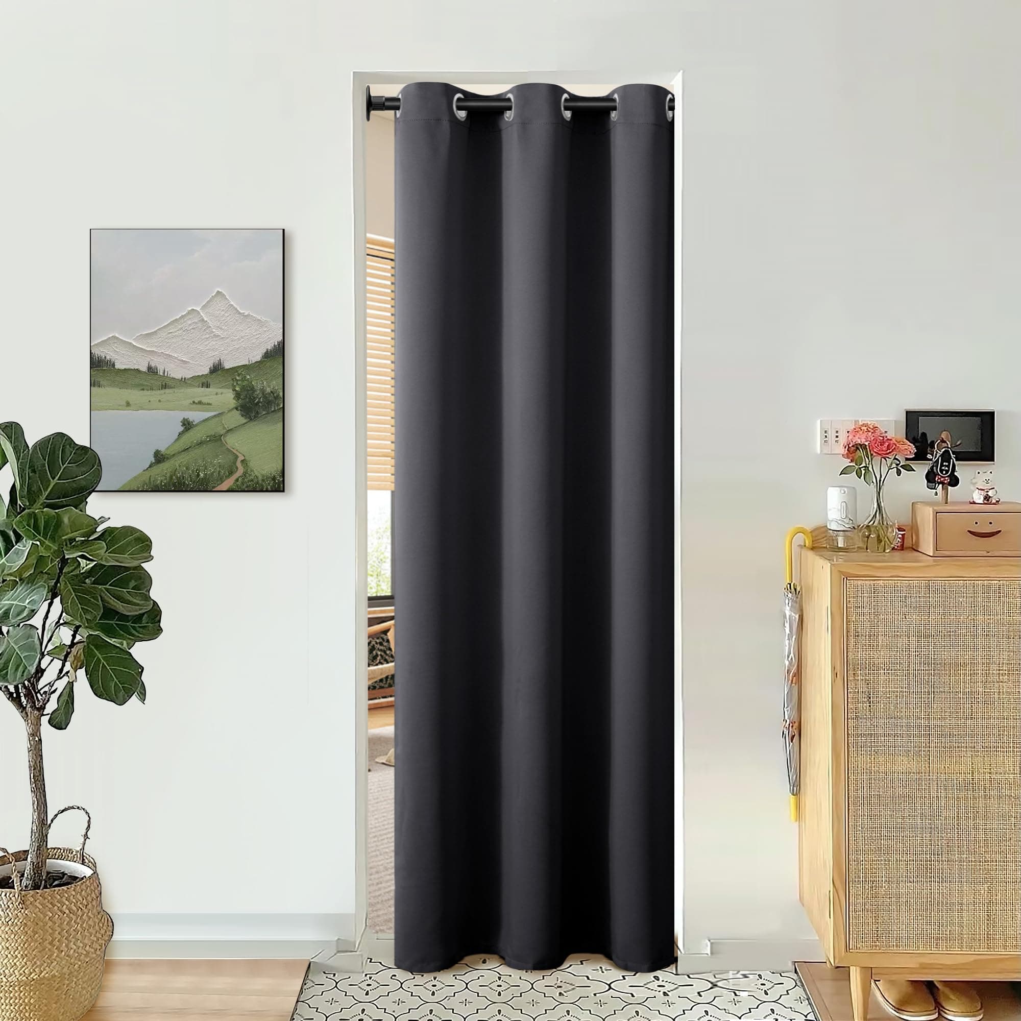 BGment Doorway Curtains for Closets Without Doors - Blackout Curtains Single Panel Thermal Insulated Privacy Grommet Hallway Drape 80 inches Long, 1 Panel, Dark Grey, 34 x 80 Inch