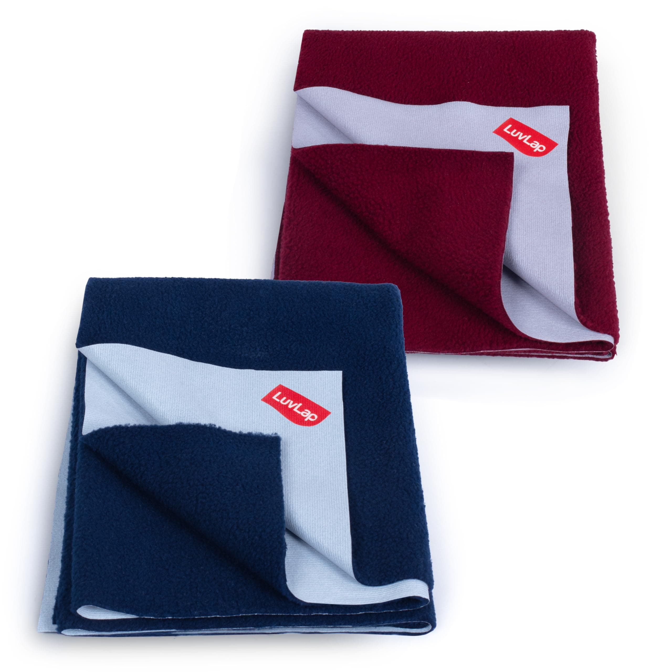 Luv Lap Instadry Extra Absorbent Dry Sheet/Bed Protector - Maroon & Navy Blue, 0m+ - Small 50 x 70cm, Pack of 2