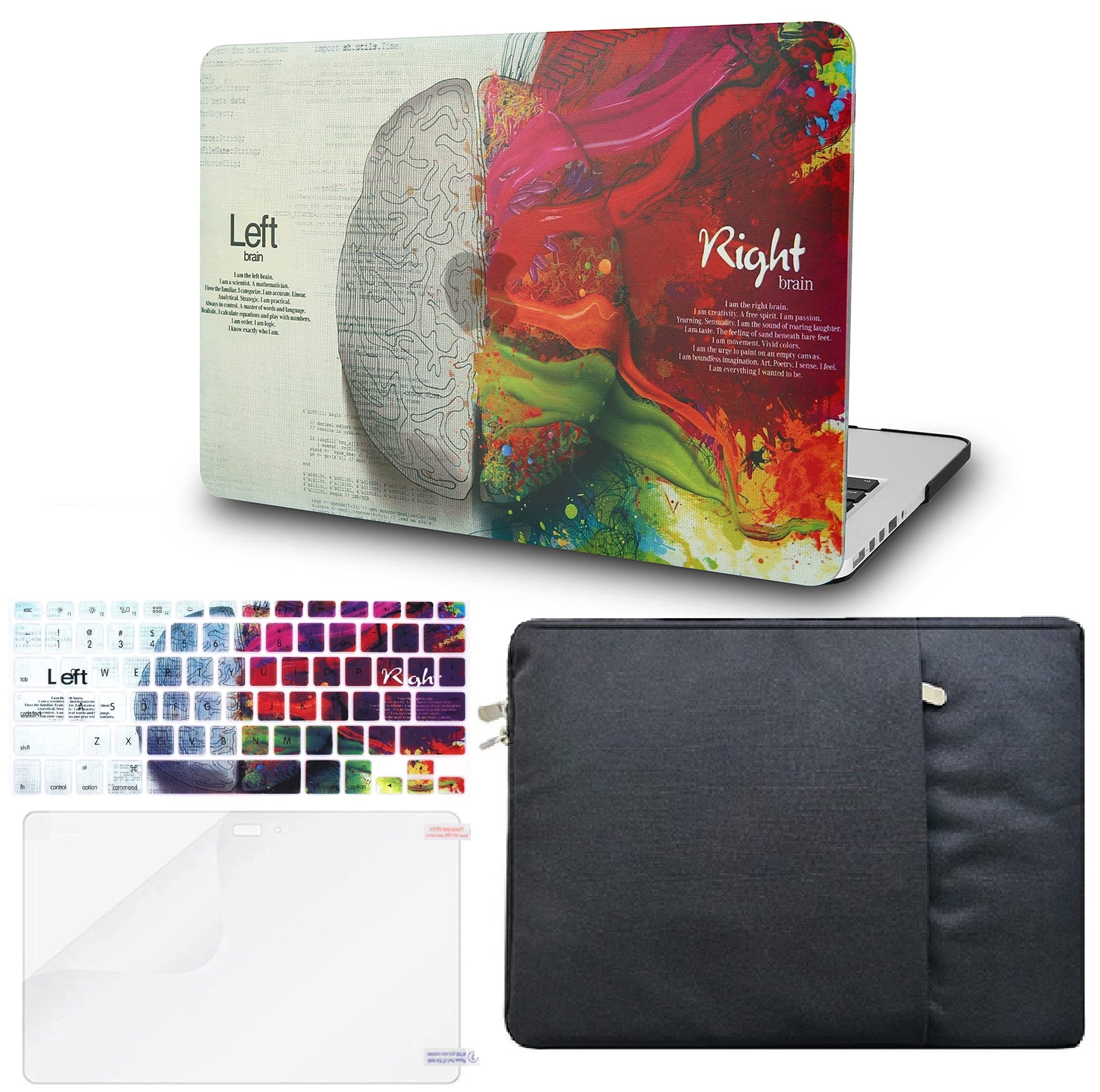 KECC Compatible with MacBook Pro 13 inch Case 2020-2023 M2 A2338 M1 A2289 A2251 Touch Bar Plastic Hard Shell + Keyboard Cover + Sleeve + Screen Protector (Brain)