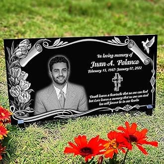 16‘’x8‘’Personalized Memorial Stones,Grave Markers, Outdoors Grave Plaques, Cemetery Memorial Stones, headstones for Humans,tombstones for Graves