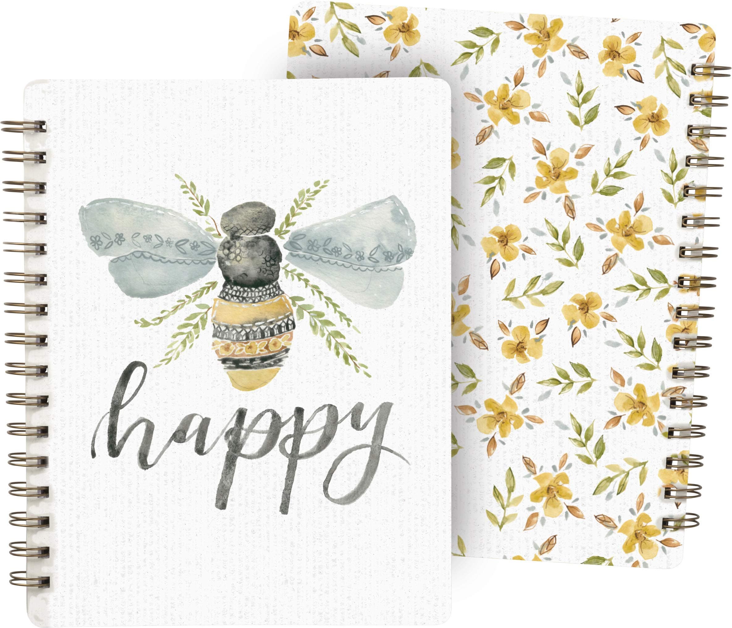 Bumblebee Be Happy Spiral Notebook (120 Lined Pages)