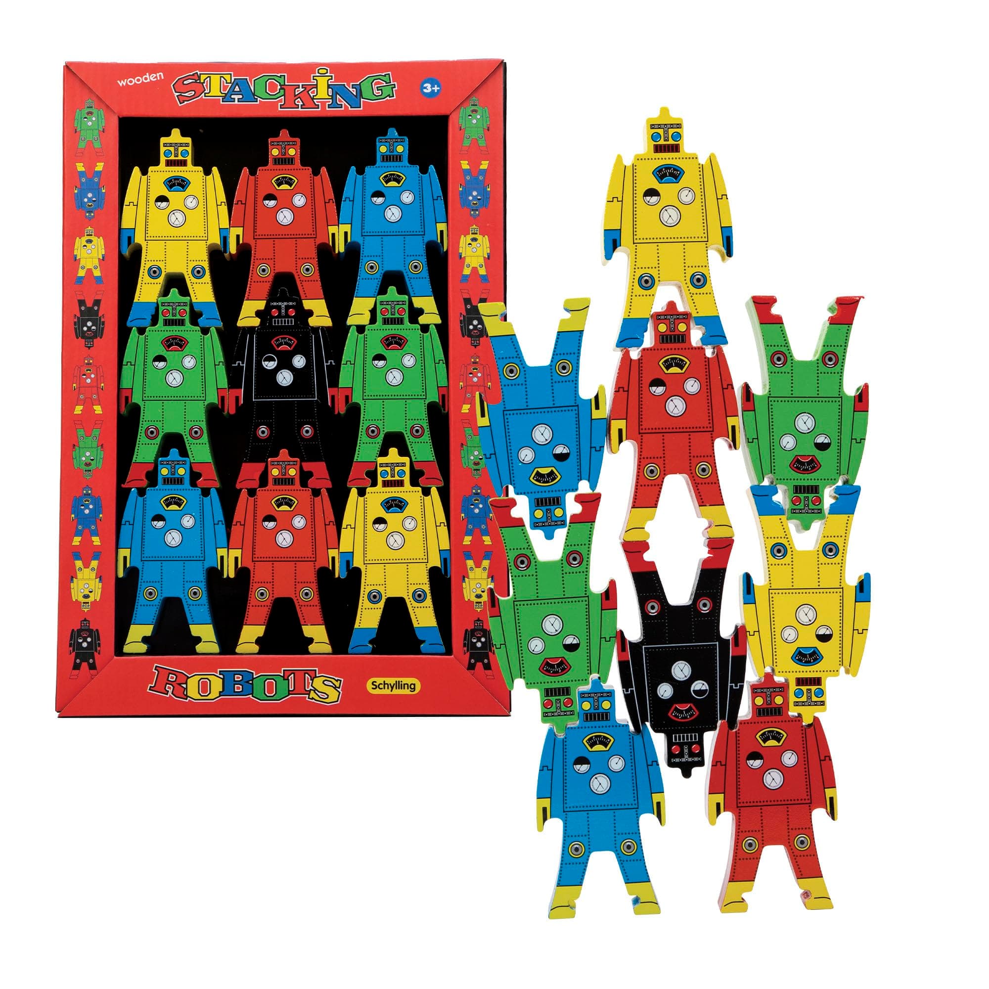 Schylling Wood Stacking Robot, Multi-Colour