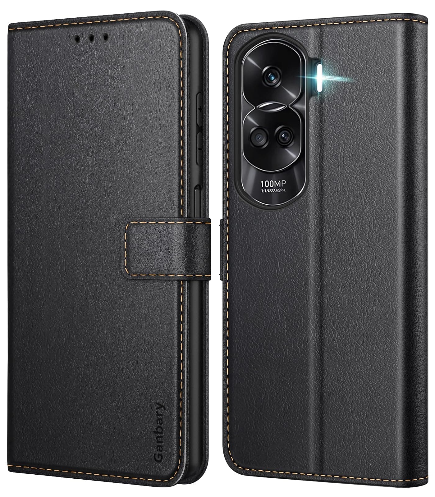 Ganbary Compatible with Honor 90 Lite Case, Premium PU Leather Flip Wallet Phone Case Cover [Full Protection] [Card Slots] [Kickstand] for Honor 90 Lite, Black