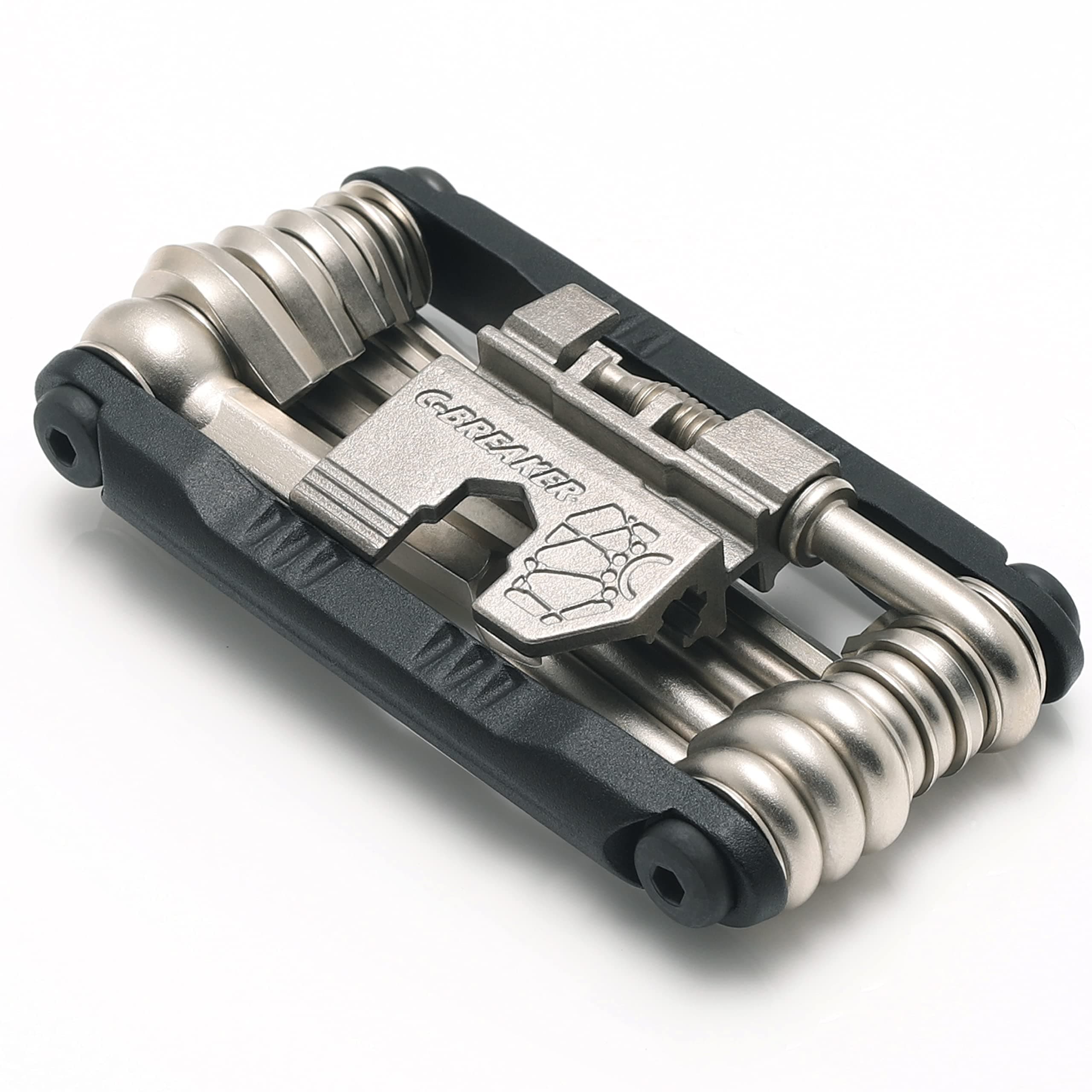 USA 20 Function Bike Tool with Chain Breaker, Bicycle Multi Tool, Heavy Duty, Compact Pocket Sized, Lightweight, High Strength CR-V 6150 Tool Steel, Easy To Carry, Case Pouch Included