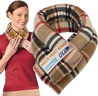 SunnyBay Microwave Heating Pad for Neck & Shoulders - Flax Seed Hot Packs for Pain - Bean Bag Heating Pad Microwavable - Hot Compresses for The Body - Heated Neck Wrap (London Plaid, Extra Long)
