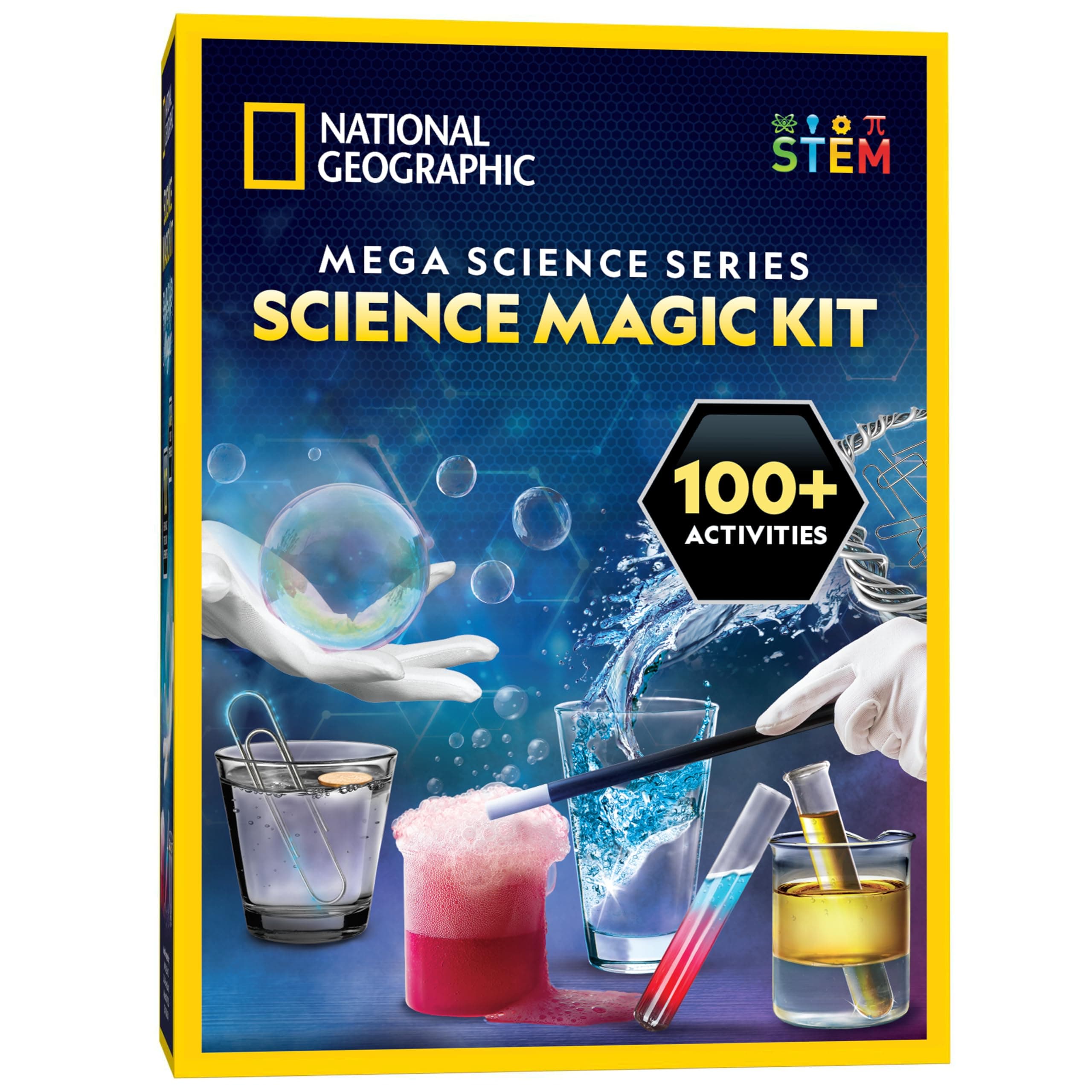 National Geographic Science Magic Kit - Perform 20 Unique Experiments As Magic Tricks, Includes Magic Wand And Over 50 Pieces, Learning Science Kit For Boys And Girls, Off White