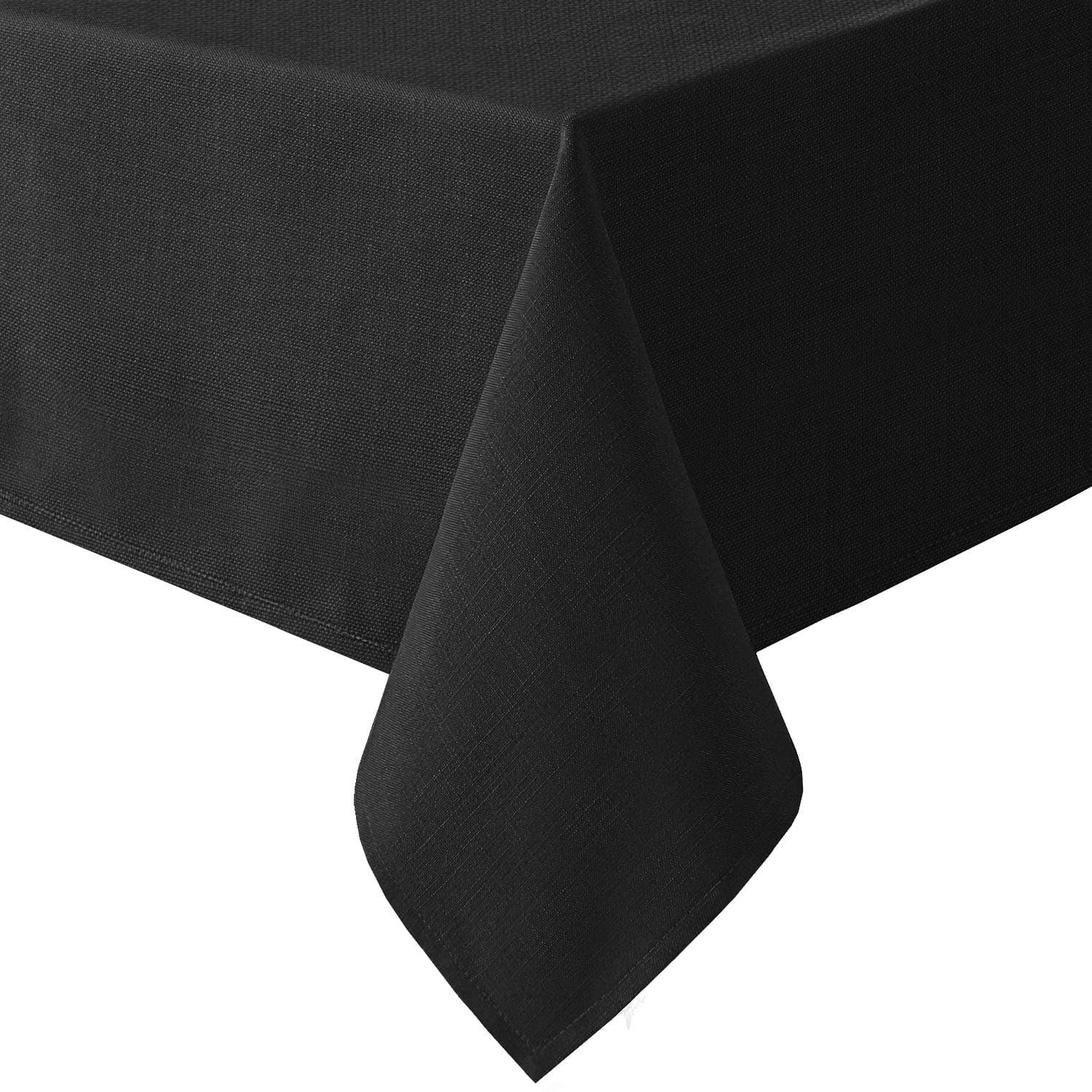 H.Versailtex Linen Textured Table Cloths Rectangle 54 x 108 Inch Premium Solid Tablecloth Spill-Proof Waterproof Table Cover for Dining Buffet Feature Extra Soft and Thick Fabric Wrinkle Free, Black