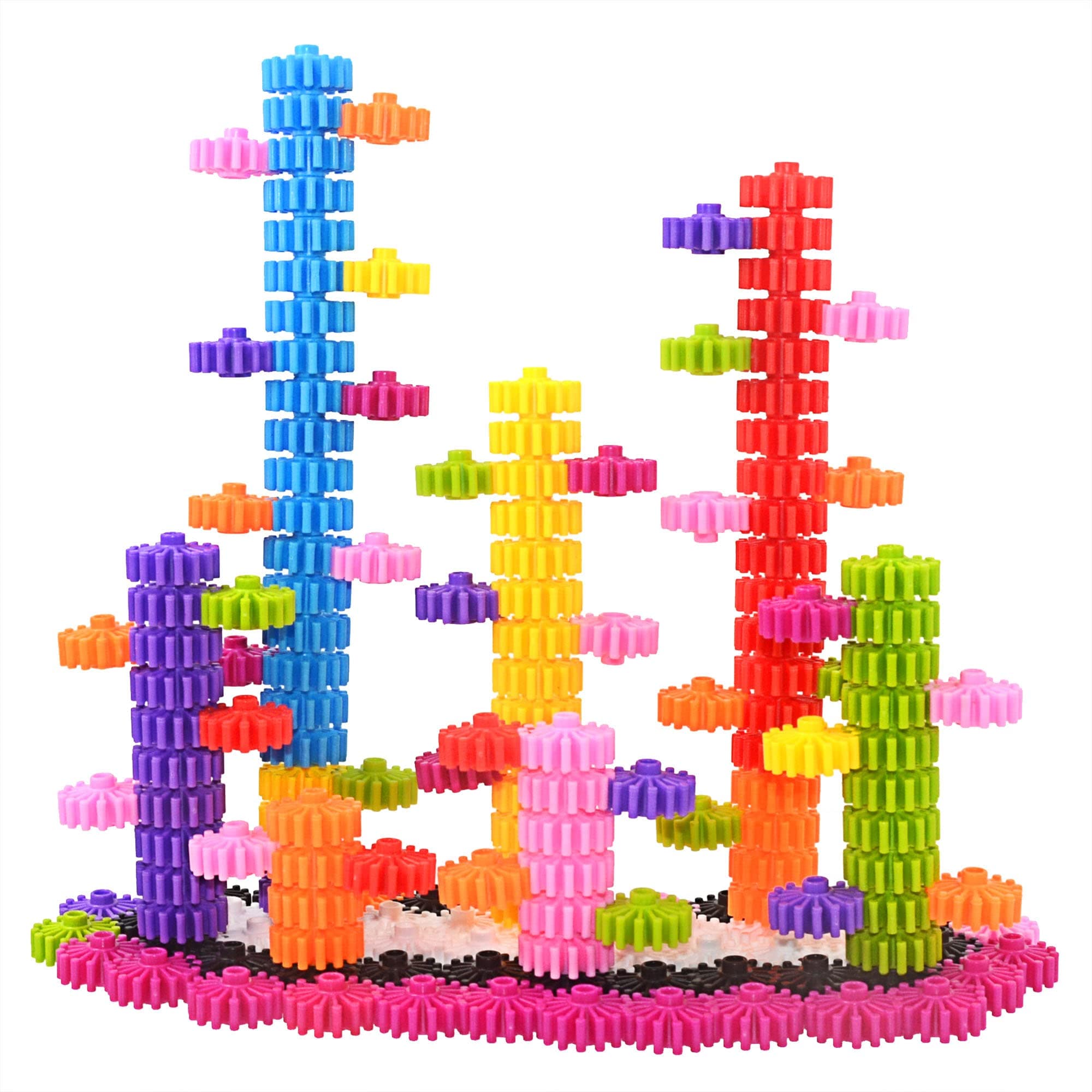 Gears Interlocking Learning Set, STEM Construction Toy Set - Building Kit Toys 180 Pcs - 10 Colors